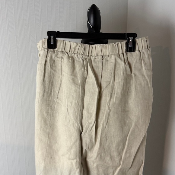Ellen Tracy Women Tan Linen Pants size 12 with pockets - Picture 2 of 6